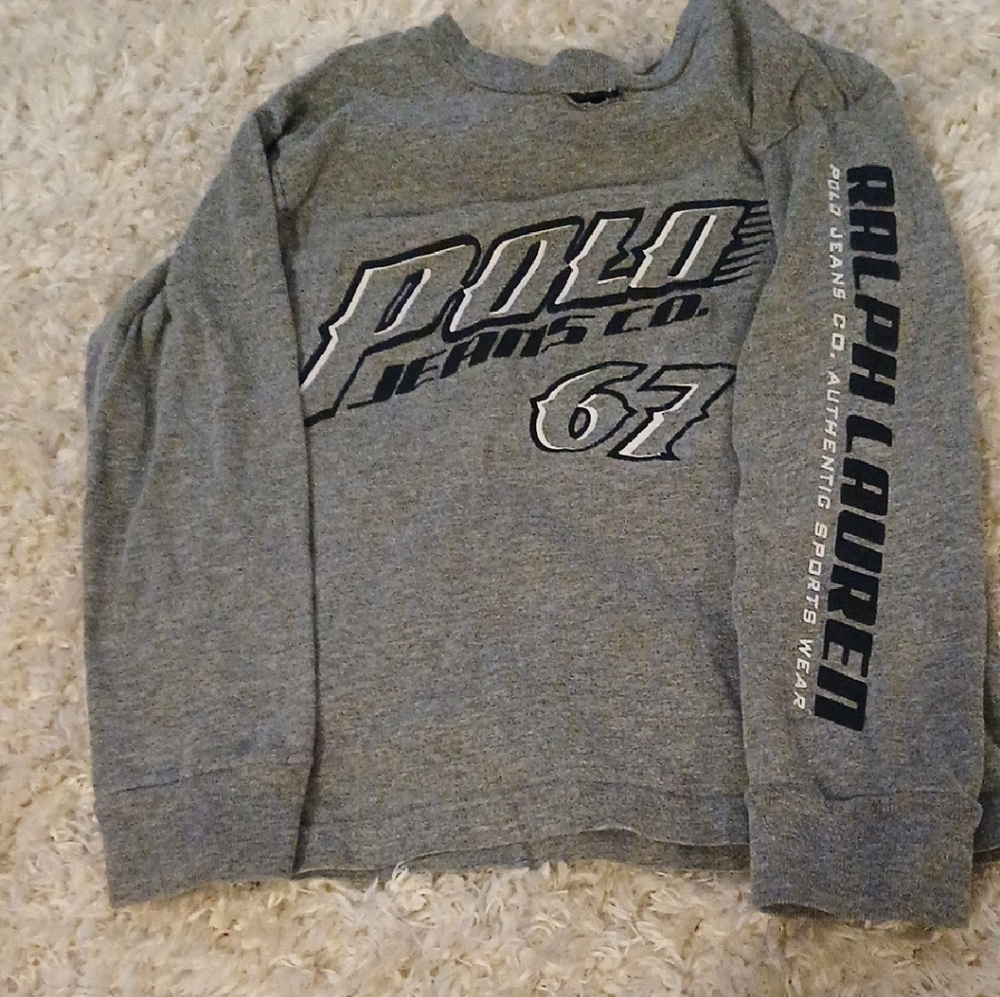 Polo by Ralph Lauren Gray Long Sleeve Tee with Graphic Design
